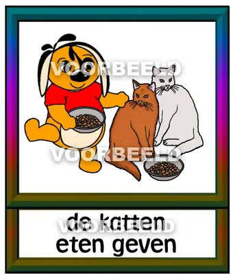 De katten eten geven