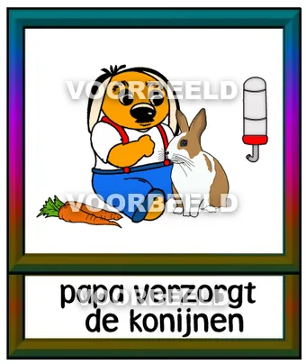 Papa verzorgt de konijnen