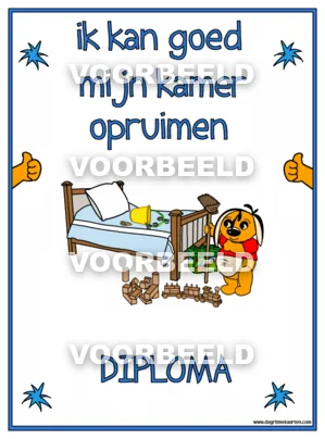 Ik kan goed mijn kamer opruimen diploma