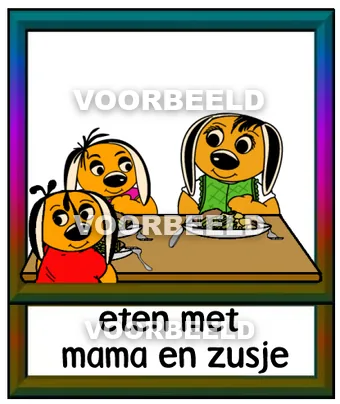 Eten met mama en zusje