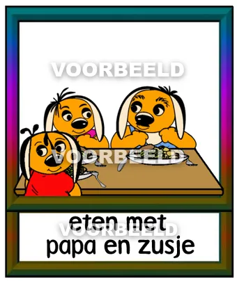 Eten met papa en zusje