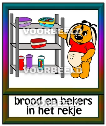 Brood en bekers in het rekje