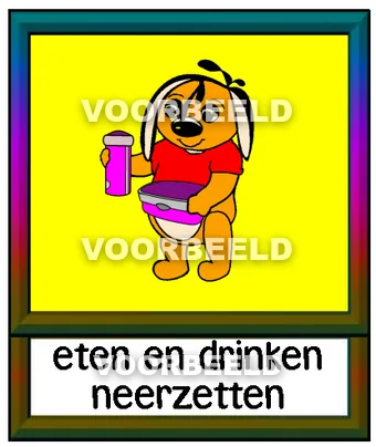 Eten en drinken neerzetten geel