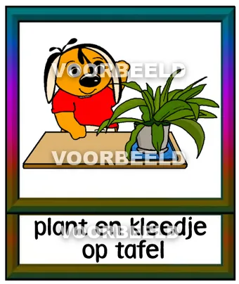 Plant en kleedje op tafel