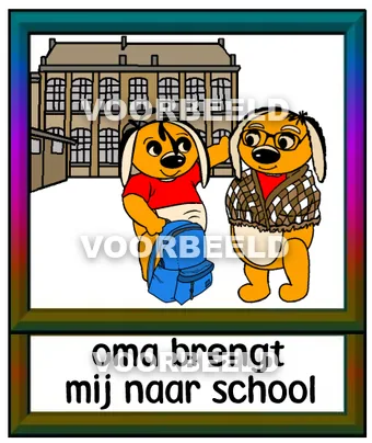 Oma brengt mij naar school