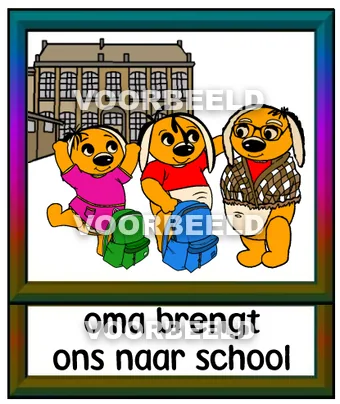 Oma brengt ons naar school