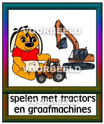 Spelen met tractors en graafmachines