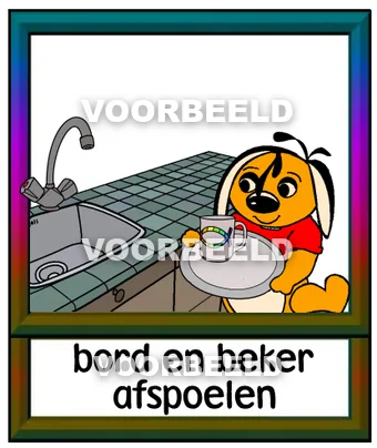 Bord en beker afspoelen
