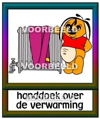 Handdoek over de verwarming