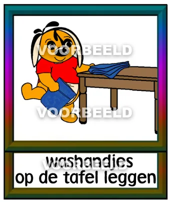 Washandjes op de tafel leggen