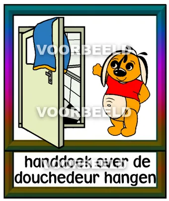 Handdoek over de douchedeur hangen