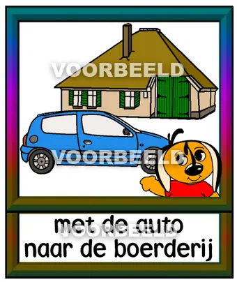Met de auto naar de boerderij